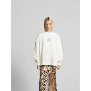 Oversized Sweatshirt mit Label-Print, Offwhite, L