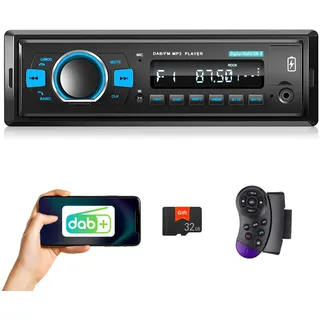 Autoradio Bluetooth dab DAB Plus, 1 Din DAB Plus Auto Radio Unterstützung FM Radio MP3-Player EQ Lenkradsteuerung USB/AUX-Eingang/SD/TF-Karte + 32G SD-Karte