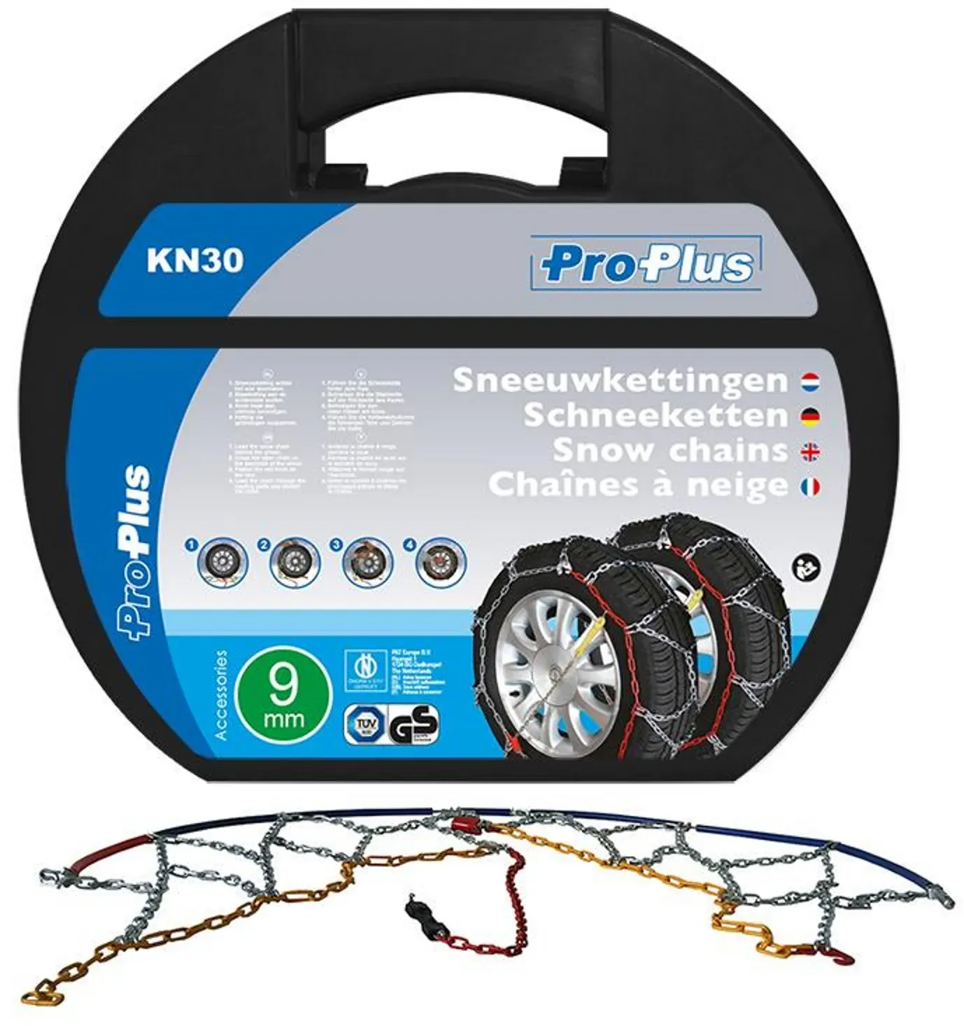 Schneeketten KN30 9mm Tüv geprüft Spurkreuzkette 9mm zur Schnellmontage 12-15 ́ ́
