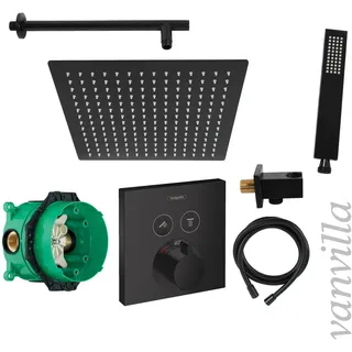 vanvilla Duschset Regendusche m. Armatur Hansgrohe HGS05 schwarz matt Unterputz