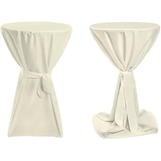 TexDeko Stehtischhusse Premium Creme Ø 60cm mit Schleifenband
