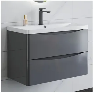 duschspa Waschtisch Waschbecken mit Unterschrank Waschtischunterschrank Smiley, Badmöbel in Breite 50/60/80/90/100 cm grau 81 cm x 54 cm x 40 cm