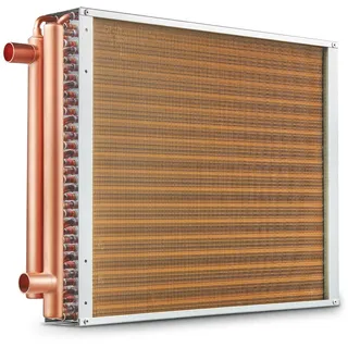 Vevor Wärmetauscher Wasser-Luft, 45,72 x 50,8 cm mit 3-reihigen 9,53 mm Kupferanschlüssen, 242 Aluminiumlamellen Wärmetauscher für Holzöfen, Heizung und Kühlung im Wohnbereich und Warmluftheizung