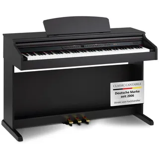 Classic Cantabile DP-50 RH E-Piano (Digitalpiano mit Hammermechanik, 88 Tasten, 2 Anschlüsse für Kopfhörer, USB, LED, 3 Pedale, Piano für Anfänger) Rosenholz