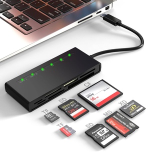 USB C Multi Kartenlesegerät, SD/TF/CF/Micro SD/XD/MS Type-C 5Gps High Speed 7-in-1 sd kartenleser für SDXC SDHC TF Micro SD CF MS MMC Card, Karte Adapter lesen 5 Karten gleichzeitig