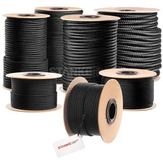 STANKE Polypropylenseil 18mm - 20m Schwarz Wäscheleine für Garten, Balkon Seil, Dicke Schnur für Transport, Bauwesen, Segelzubehör PP Seil schwarz 20 | Ø 18 mm