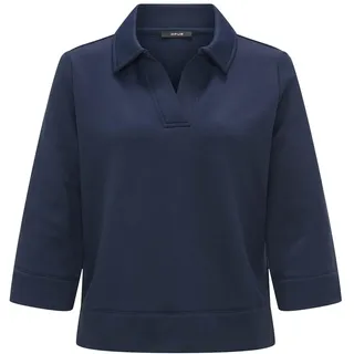 OPUS Damen Sweatshirt | Poloshirt GONUT Regular aus Baumwoll Mix Coal Blue, 44 - 44