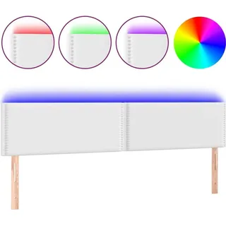 vidaXL LED Kopfteil Weiß 180x5x78/88 cm Kunstleder