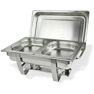 Speisenwärmer 2 Schalen Speisewärmer Warmhaltebehälter Chafing Dish Edelstahl