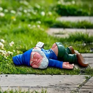 Ahlsen Lustiger Gartenzwerg für den Außenbereich, Gartenzwerg, Kunstharz, Zwergstatue, betrunkener Zwerg, Skulptur für Zuhause, Garten, Hof, Rasen,