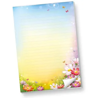 TATMOTIVE Schreibblöcke DIN A4 Liniert Florentina 2 BLÖCKE Briefpapier-Block Bunte Blumen