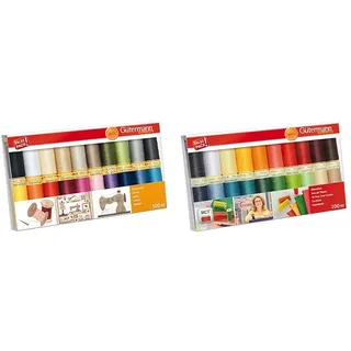 Gutermann GUT_734520-1 Fadenset: Baumwolle C Nr. 50: 20 Stück, Mehrfarbig, NA & Nähfaden-Set mit 20 Spulen Allesnäher 100 m in Inges Lieblingsfarben