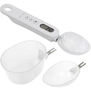 Rosenstein & Söhne Löffelwaage: Digitale Löffel-Waage, LCD-Display, bis 500 g, 3 Aufsätze, 25/50/150ml (Wiegelöffel, Reisewaagen, Küchenhelfer)