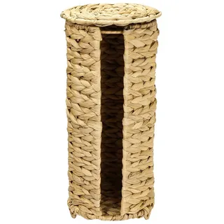 HMF Toilettenpapier Aufbewahrung geflochten aus nachhaltiger Wasserhyazinthe, Klopapierhalter stehend | 3 WC Rollen 37 x 17 cm