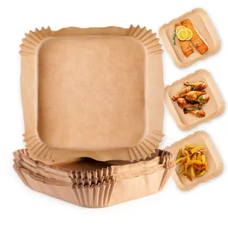 GOURMETmaxx Backpapierschalen für Heißluftfritteusen (5–8 l) | 50 Stück & Braun