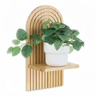 FOUORTUNATE-BEE Wandregal Boho Wandregal Holz Bogenform Wanddeko Pflanzenregal Hängeregal, 1-tlg., Wandregal für Wohnzimmer Schlafzimmer Babyzimmer Küche Balkon Deko