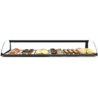 MBH - MAQUINARIA BAR HOSTELERIA MBH - Neutrale gebogene Vitrine 119 cm, 1 Ebenen, für Gastronomie. Neutrales Glasdisplay für Bars und Restaurants.