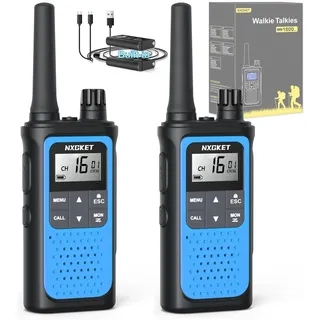 Walkie Talkie Kinder Erwachsene Spielzeug,2er Set NXGKET Große Reichweite 5km Walki Talki,Aufladbar mit 1800 Mah Akku, 16 KanäLe Funkgeräte mit Taschenlampe LED für Freien, Camping, Wandern