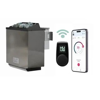 Karibu 9 kW Bio-Kombiofen anthrazit inkl. Huum WLAN Steuergerät mit App-Steuerung
