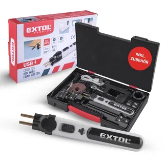 Extol Premium Styroporschneider mit Akku I kabelloser Heißdrahtschneider mit Schneidaufsatz-Set für Bastelprojekte & Modellbau I elektrischer Schaumstoffschneider I über USB-C aufladbar
