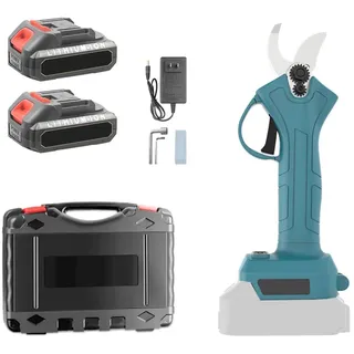 Akku-Astschere für Makita 18V Batterie, Professionelle Elektrische Gartenschere mit Akku 3000mAh und Ladegerät, Max 30mm Schneiddurchmesser, für Gärten, Obstgärten (2XAkku 3000mAh)