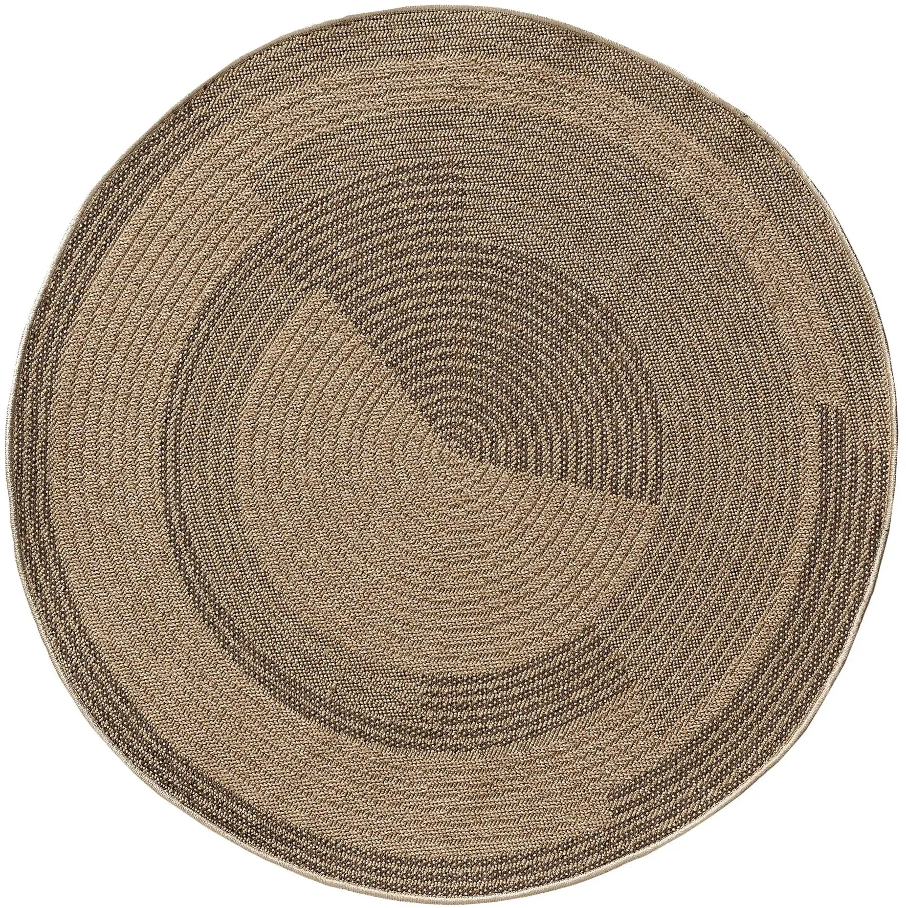 benuta Pop In- & Outdoor-Teppich Andora Beige/Braun ø 120 cm - Teppich für Balkon, Terrasse & Garten