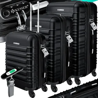 Kesser KESSER® 3tlg. Hartschalenkofferset Hartschalenkoffer Reisekoffer Set Reisekofferset Trolley Koffer Inkl. Kofferwaage + Gepäckanhänger Rollkoffer Schloss 4 Rollen ABS-Hartschale Teleskopgriff M-L-XL
