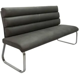 Novel Sitzbank, Grau, Edelstahl, Metall, Textil, 3-Sitzer, 180x94.5x70 cm, Esszimmer, Bänke, Sitzbänke