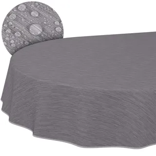 ANRO Tischdecke Wachstuchtischdecke Oval 140 x 180 cm Grau