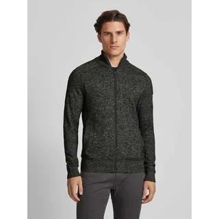 Strickjacke mit Label-Patch, Black, XL