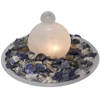 Eden Stone Zimmerbrunnen Zimmerbrunnen Tisch Brunnen Scheibe Calcit weiß mit Calcitkugel, (1 tlg)