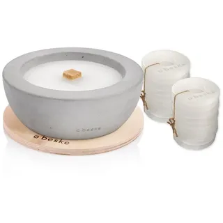 beske Outdoorkerze Betonfeuer® - Savo mit Dauerdocht Kerzenfresser Tischfeuer (24cm), Wachsrecycling mit besonderem Ambiente und nachhaltigem Dauerdocht