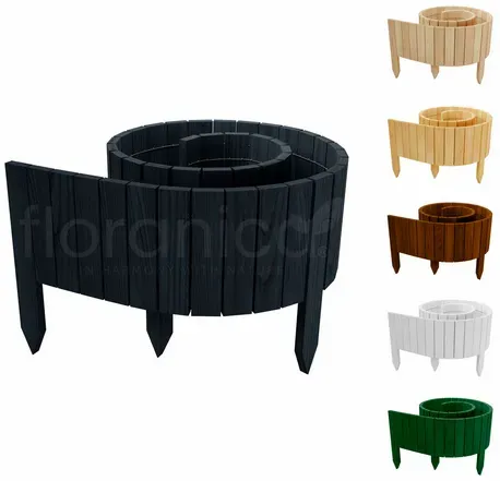 Floranica Beeteinfassung, Rollborder II Gartenzaun 200x40 cm Anthrazit Kiefernholz Rollzaun - grau