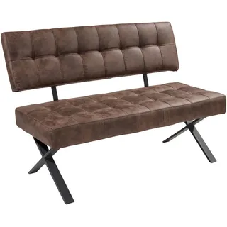 Carryhome Sitzbank, Braun, Metall, Vintage, 3-Sitzer, 140x93x61 cm, Typenauswahl, mit Rückenlehne, Esszimmer, Bänke, Sitzbänke