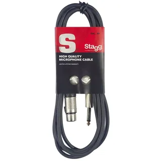 Stagg 18239 Standard-Mikrofonkabel (6 m, 3-polig, Klinkenstecker-auf-Buchse XLR) schwarz