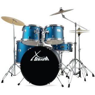 XDrum Semi 22" Standard Schlagzeug Satin Blue Sparkle Set inkl. Galgenständer - Crash Becken