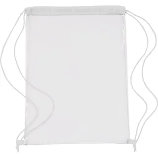 Transparenter Sport Rucksack Premium Turnbeutel mit Kordelzug auch als Schulrucksack und für Festivals durchsichtig in 5 Farben (Weiss) - ca. 35 x 46 cm