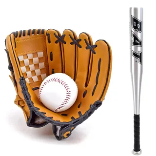Baseball Set Baseballschläger + Handschuh + Ball, Silber, 34 Zoll