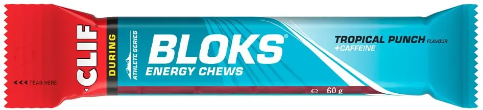 CLIF BAR Gum Bloks tropische Früchte + Koffein | 60g Riegel