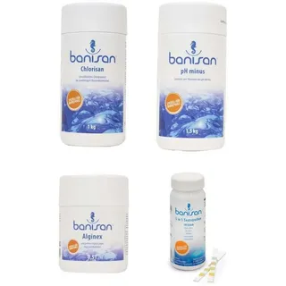 Banisan Poolpflege Banisan Wasserpflege-Set Chlorchranulat pH-Minus Algen Teststreifen