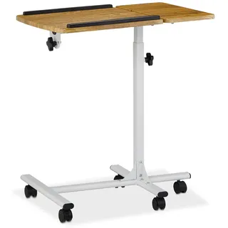 Relaxdays Laptoptisch höhenverstellbar, mit Rollen Weiß,Hellbraun,Schwarz