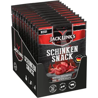 Jack Link’s Schinkensnack - 12er Pack (12 x 25g) - Proteinreicher Fleisch Snack aus Schweinefleisch - High Protein Snack für Gym, Fitness, Outdoor - Herzhaftes Trockenfleisch aus Deutschland