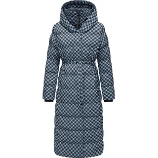 Ragwear Damen, Wintermantel Warmer atmungsaktiver und wasserdichter Mantel mit angesagtem Hahnentritt Muster mit Kapuze Niara Long Print YOUMODO Cloud Gr. 3XL - 3XL
