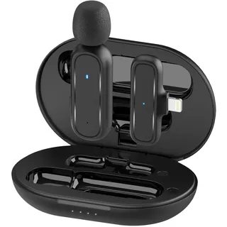 Handy Mikrofon Mini, 2.4GHz 【Lightning】 Lavalier Mikrofon mit Denoise und Ladekoffer für iPhone Vlog Live-Streaming YouTube Tiktok,Drahtloses-Lavalier-Mikrofon-Smartphone