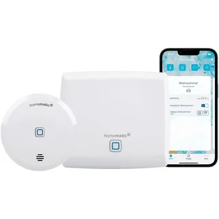 Homematic IP Smart Home Access Point + Wassersensor, Wassermelder für zuverlässige Alarmierung per Sirene und Push-Benachrichtigung in der Smartphone-App bei Feuchtigkeit und Wasser