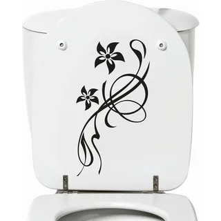 GRAZDesign Aufkleber Klodeckel Blumen Ornamente, Toilettendeckel Schild Badezimmer, Bad, WC Deckel Aufkleber, Toilettensitz WC-Sitz Deko, Klebefolie Größe 20x30cm, 074 mittelgrau