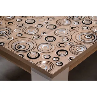 Tischfolie mit Kreise-Muster Bedruckt - Maß nach Wunsch - Transparent Klar Tischdecke Tischschutz Schutzfolie Abwaschbar weich PVC (100x70cm)