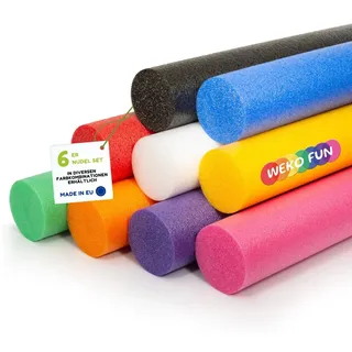 WEKOFUN Schwimmnudel 6er Set: Farben frei wählbar – Poolnudeln 160 cm aus hochwertigem PE-Schaum - Bunt