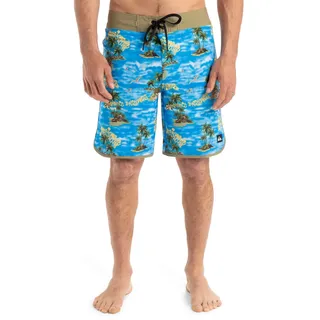 Boardshorts QUIKSILVER "Highline Scallop 19"", Herren, Gr. 34L, blau (coronet blau naturama), 88% Polyester, 12% Elasthan, Hosen