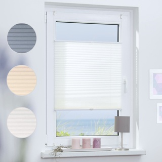 TEKONA Plissee Faltrollo Jalousie Rollo Ohne Bohren Klemmfix Easyfix Fenster Tür - Weiß, 75 cm x 200 cm (B x L)